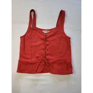 Idyllwind Miranda Lambert Coral Faux Suede Lace Up Tank Top IWSU25K22-CORL Small